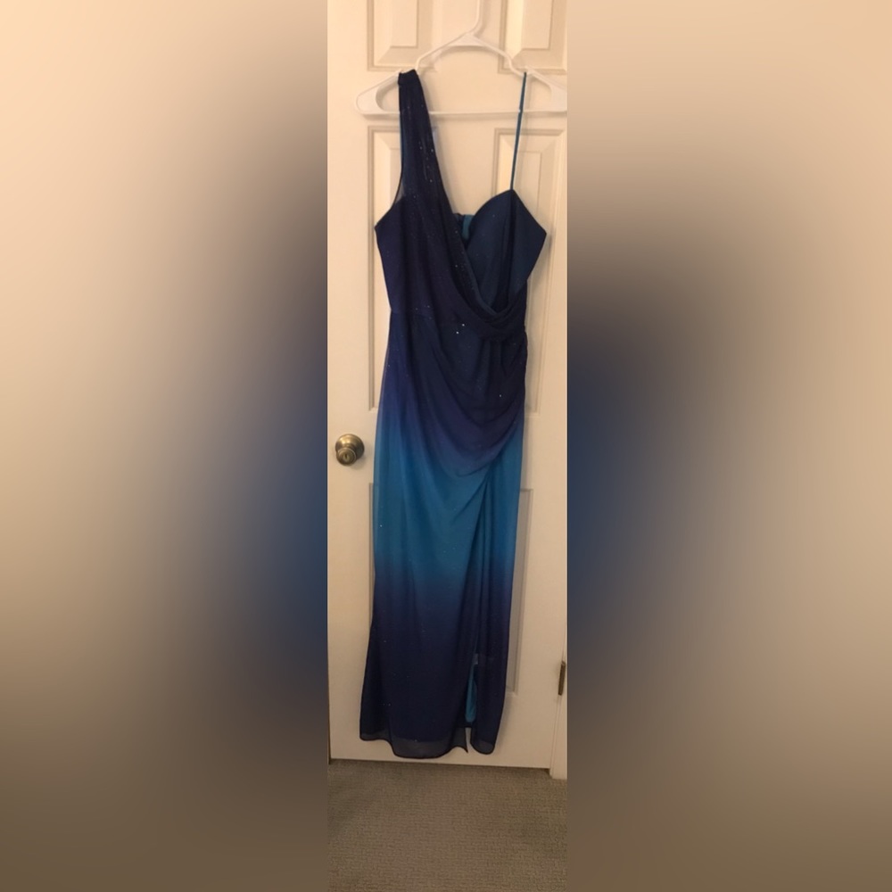 Blue long prom dress